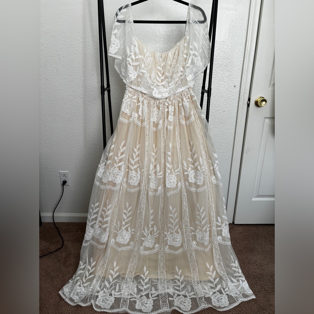 Off-White Crochet Maxi Dress